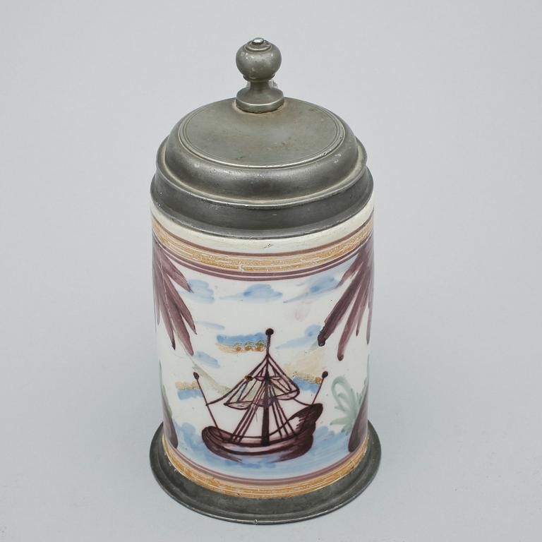 STOP samt TALLRIKAR, 2 st, fajans, bl.a. Rörstrand, 1700/1800-tal.