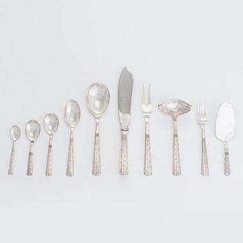 Jens Quistgaard, a 35-piece Champagne Pattern silver cutlery set, Denmark 1950-52.