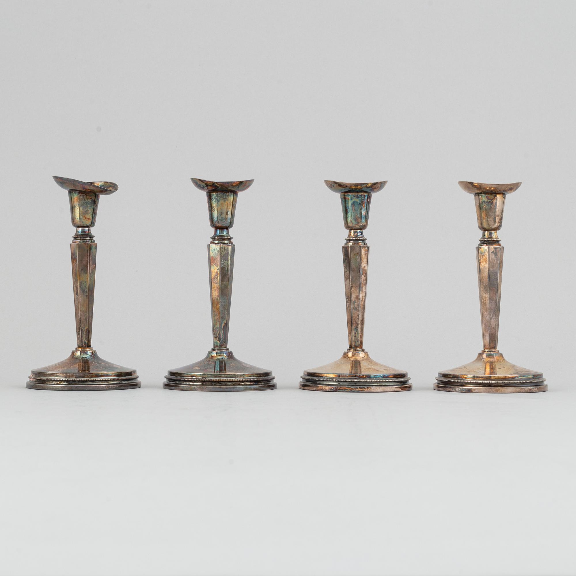 Ljusstakar, 4 st, silver, K.G. Markströms Guldsmeds Ab,  Uppsala, 1972.