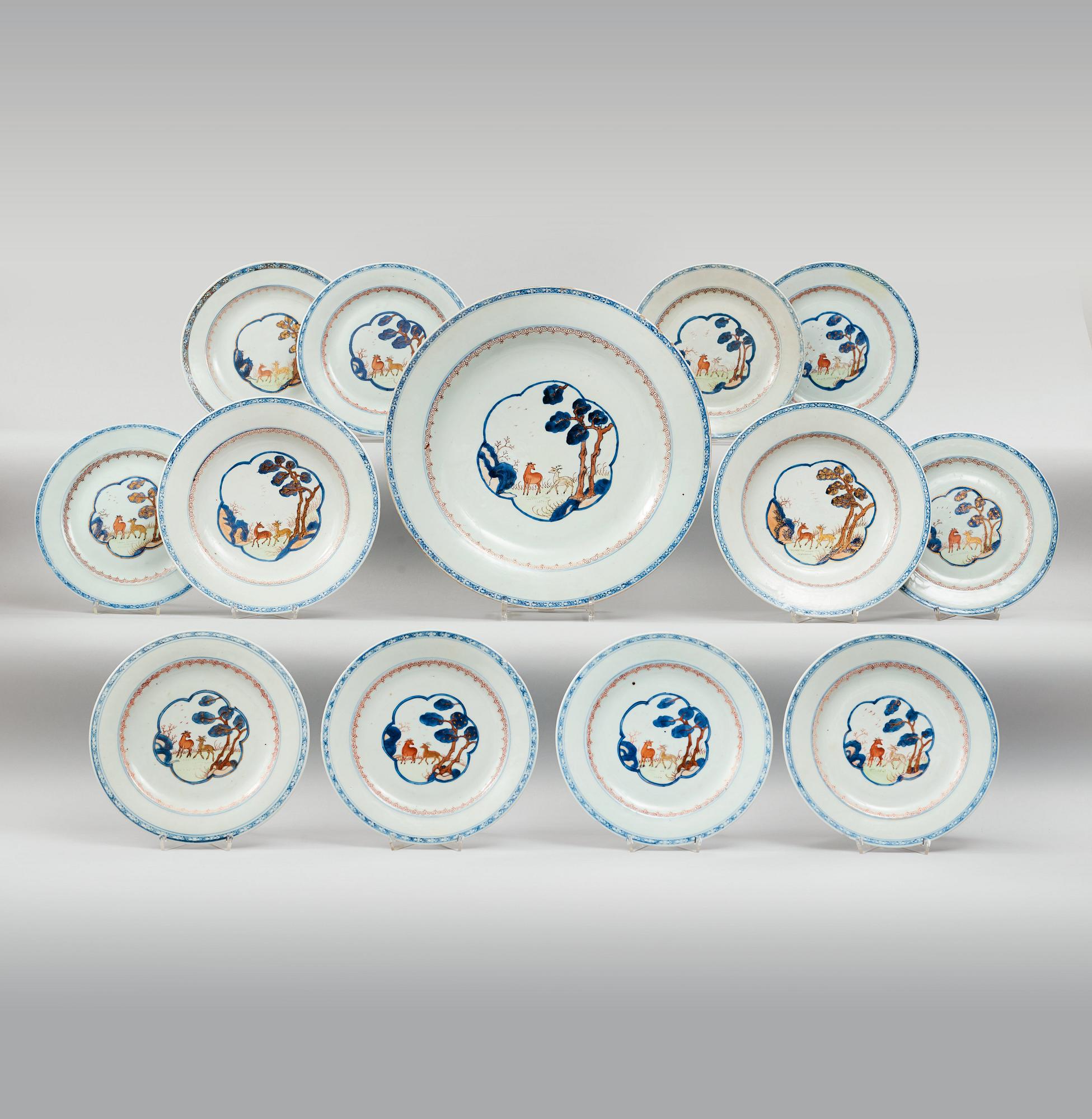 A part dinner service, Qing dynasty, Qianlong (1736-95). (Comprising 13 parts).