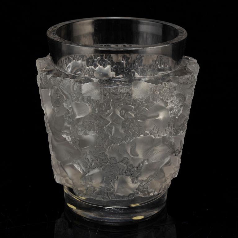 A 'Bacchus' glass vase from Lalique, France.