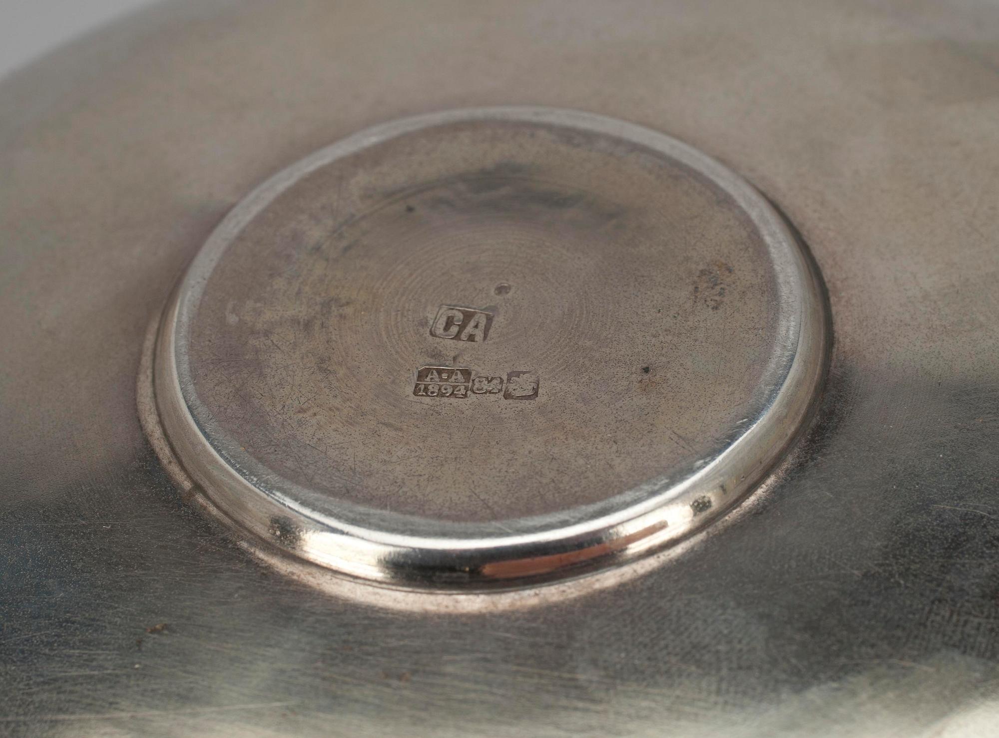 KAFFEKOPP samt -FAT, silver, Moskva 1890-tal. Tot. vikt 149 gr.