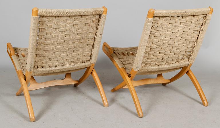 FÄLLSTOLAR, 1 par, efter Hans J Wegner " Folding Chair". 1900-talets andra hälft.