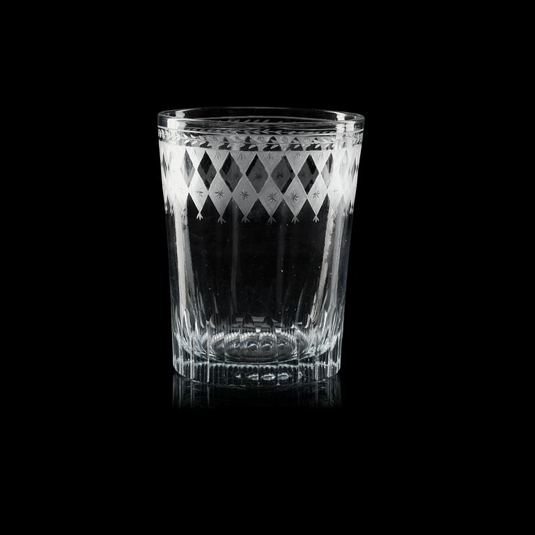 A set of nine glasses, first half 19th century.