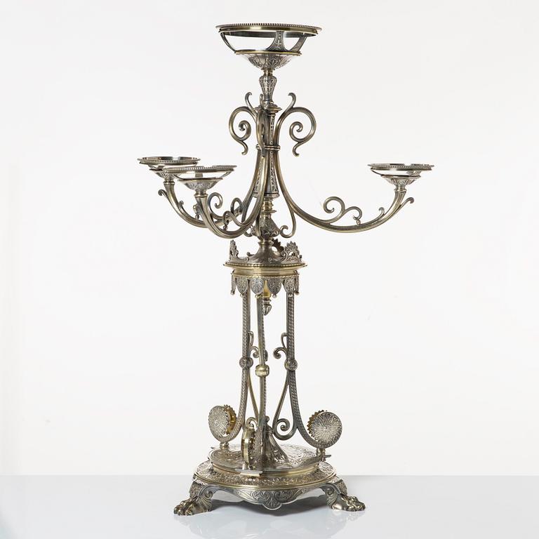 Bordsuppsats, nysilver, Elkington & Co, England, 1862.