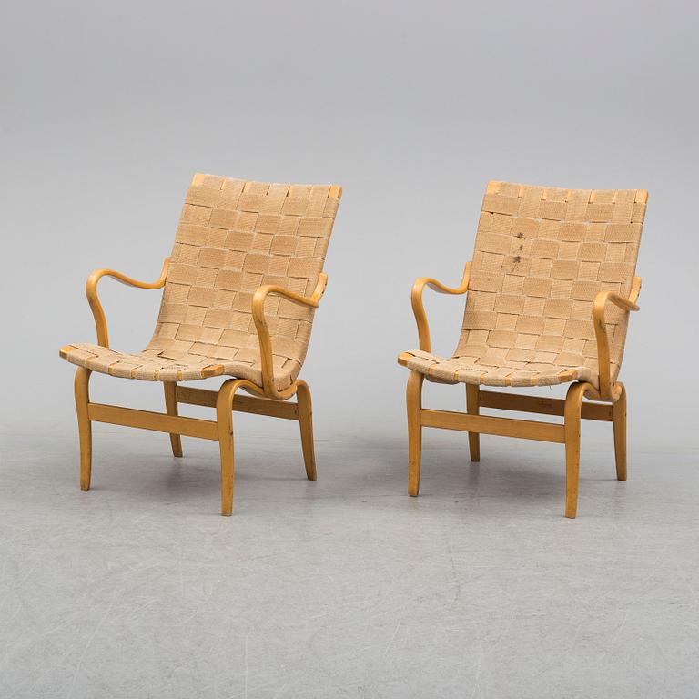 BRUNO MATHSSON, fåtöljer, ett par, "Eva", Karl Mathsson, Värnamo 1960.