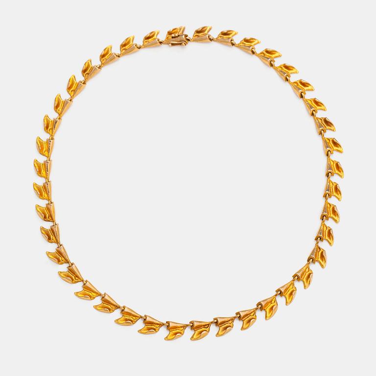Björn Weckström, Halsband "Rullande vågor", 14K guld. Lapponia 1968.