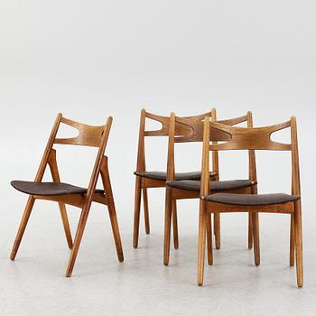 Hans J. Wegner, stolar, 4 st, modell CH-29 "Savbukkestolen", Carl Hansen & söner, 1900-talets mitt.