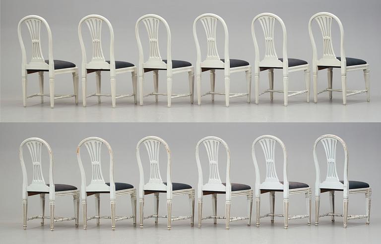 STOLAR, 12 st (6+6), tillskrivna Johan Lindgren, gustavianska, 1700-talets slut.