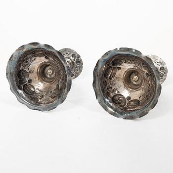 Candelsticks, a pair, silver, Baroque style, Jewellers Ab Joh Petterssons Eftr, Stockholm 1948.