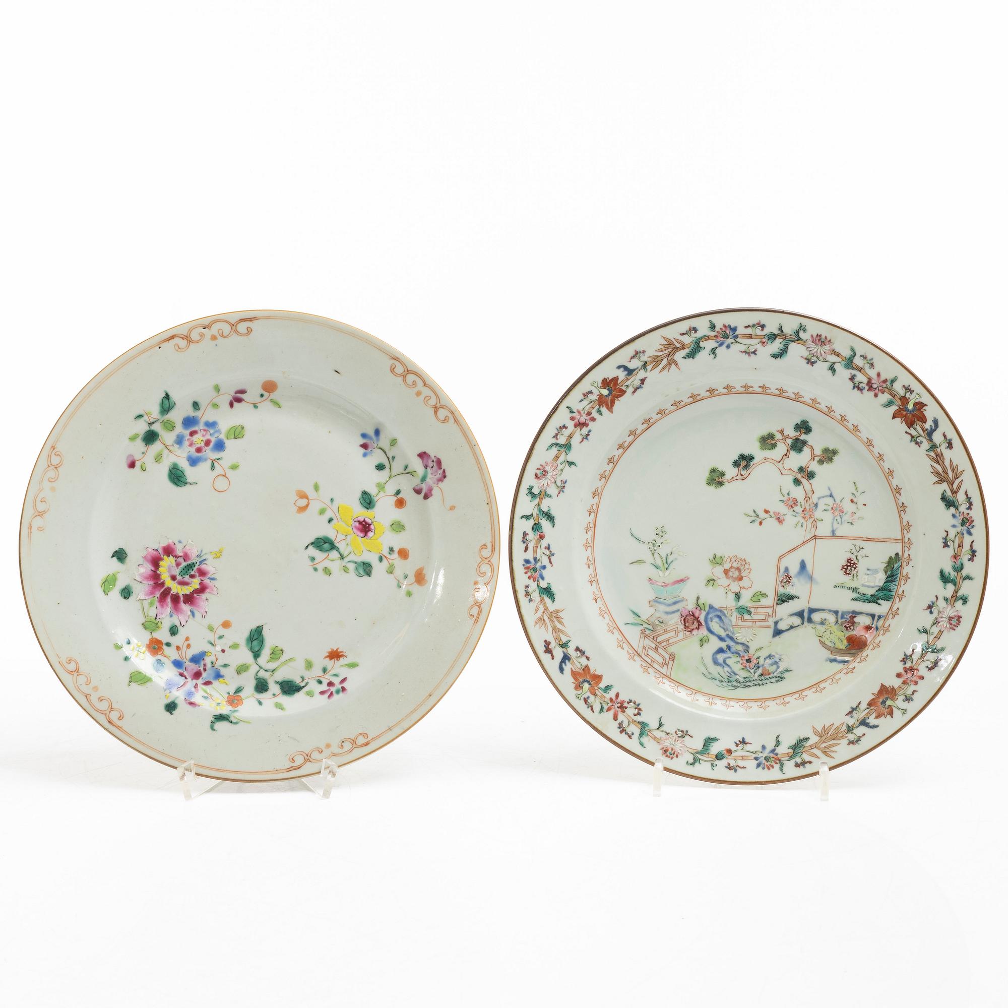 Six Famille Rose porcelain plates, China, Qianlong (1736-95).