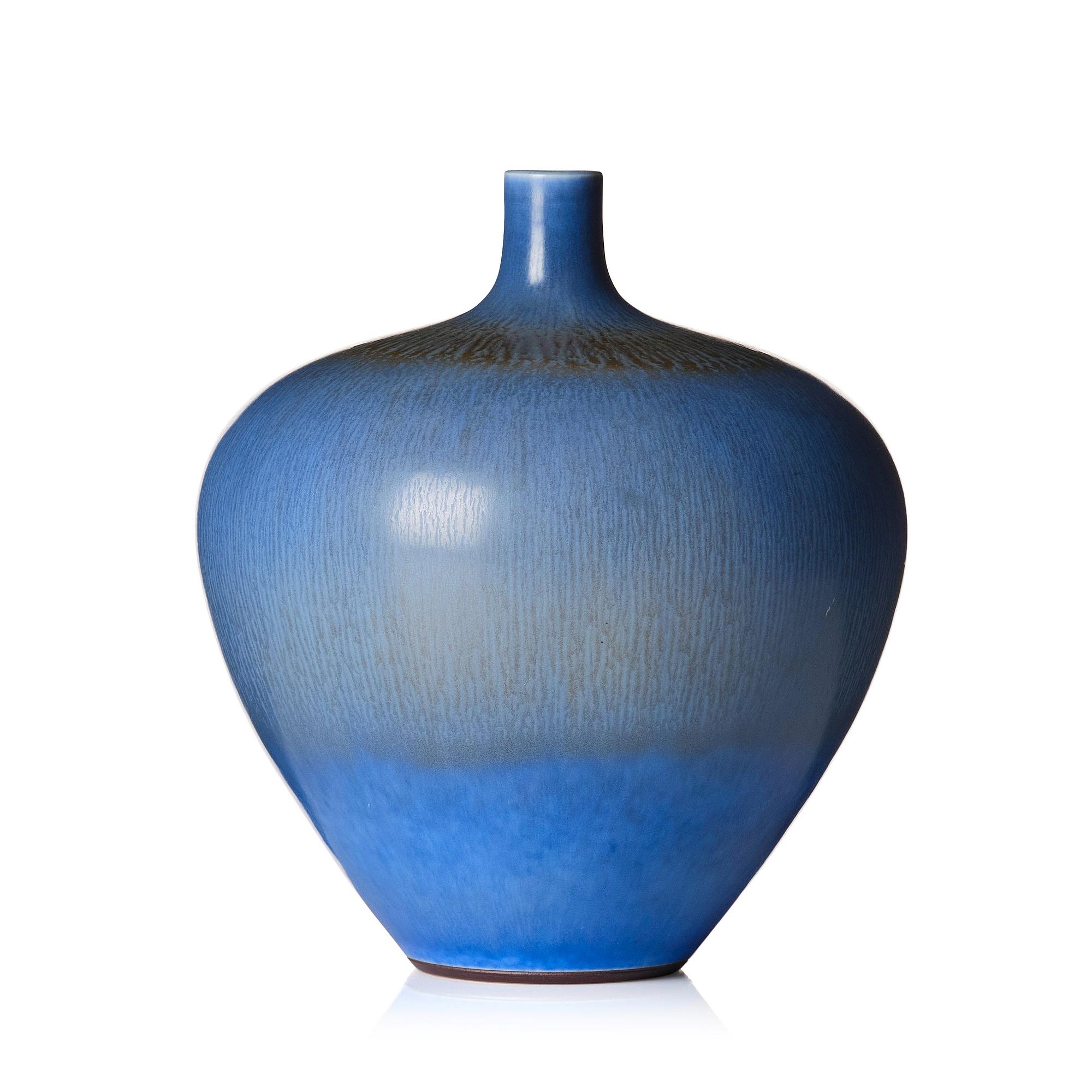 Berndt Friberg, a rabbit's fur stoneware vase, Gustavsberg Studio Sweden 1961.
