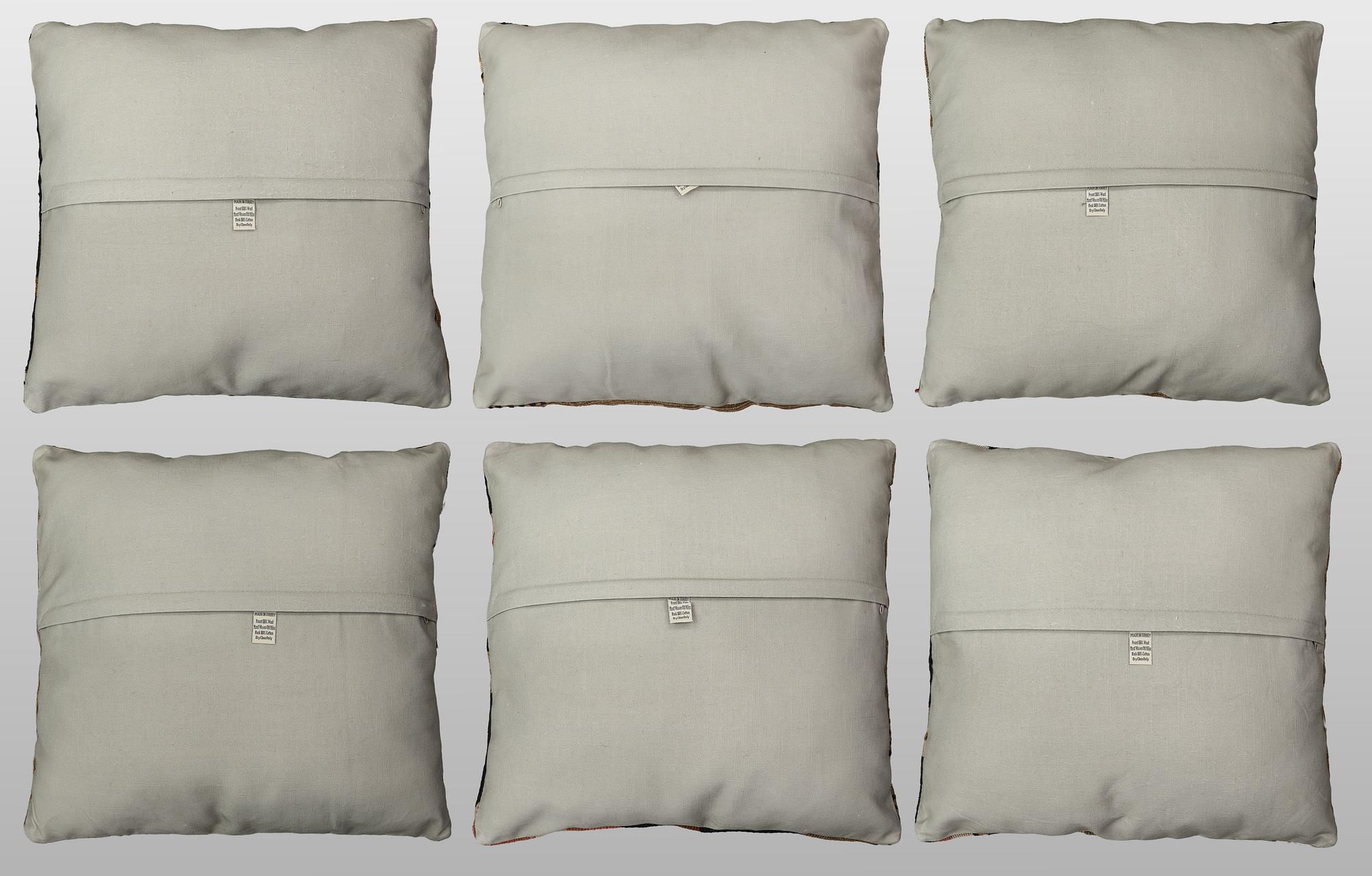 Cushion covers, 6 pcs, Kelim, older Anatolian fragments.