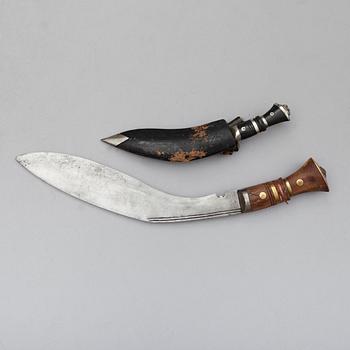 KUKRI, 2 st, Nepal/Indien, 1900-tal.