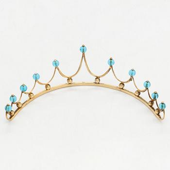 A gilded sterling silver tiara with topazes.