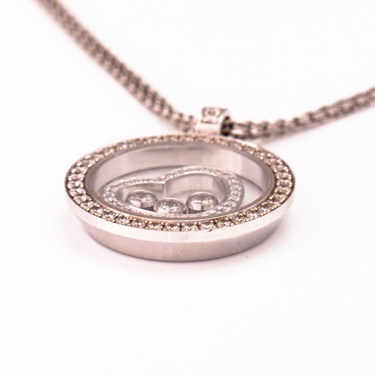 CHOPARD, A 18K white gold necklace 'Happy diamonds' with diamonds, ca 1.5 ct in total.