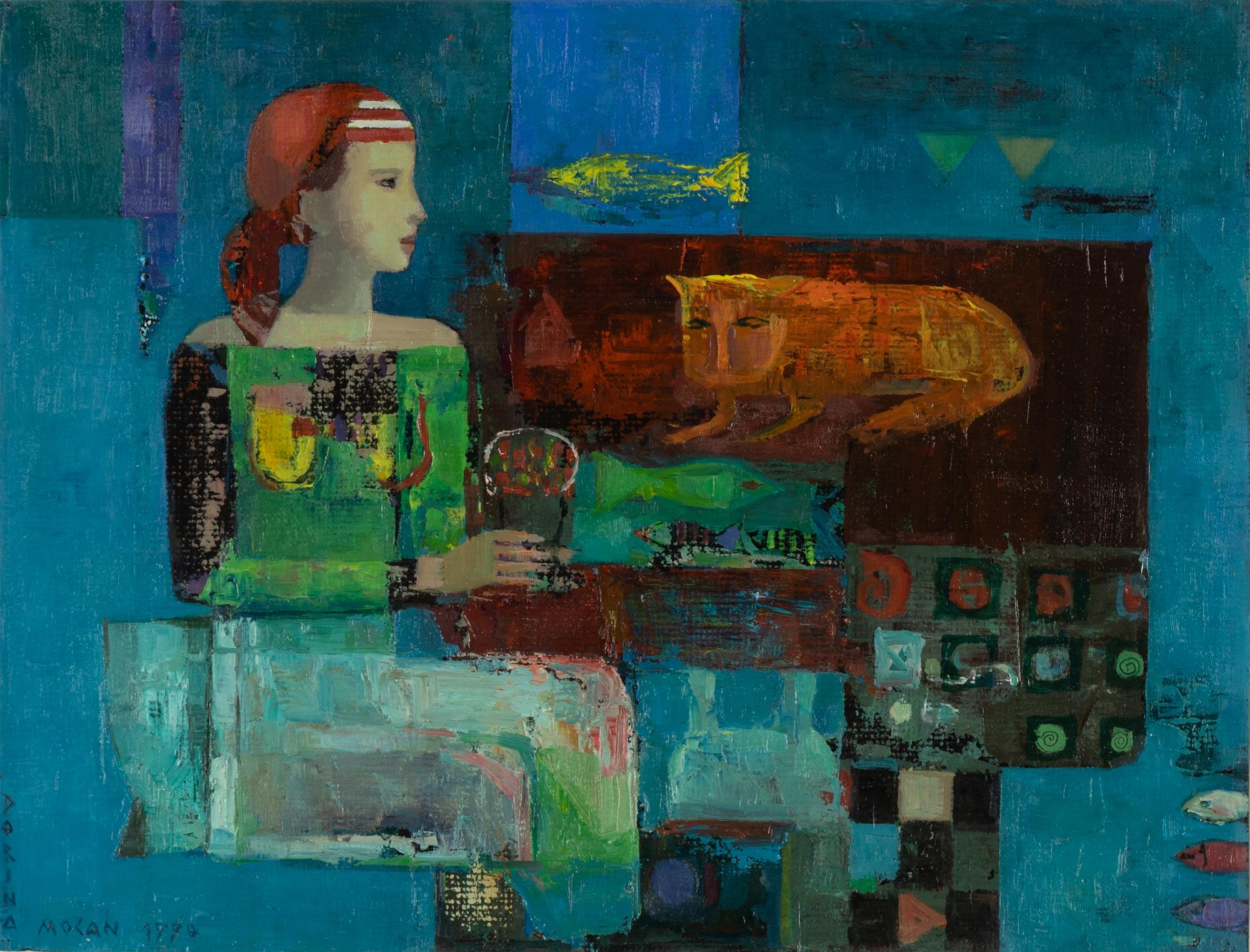 Dorina Mocan, akryl på papper,  signerad och daterad 1990.