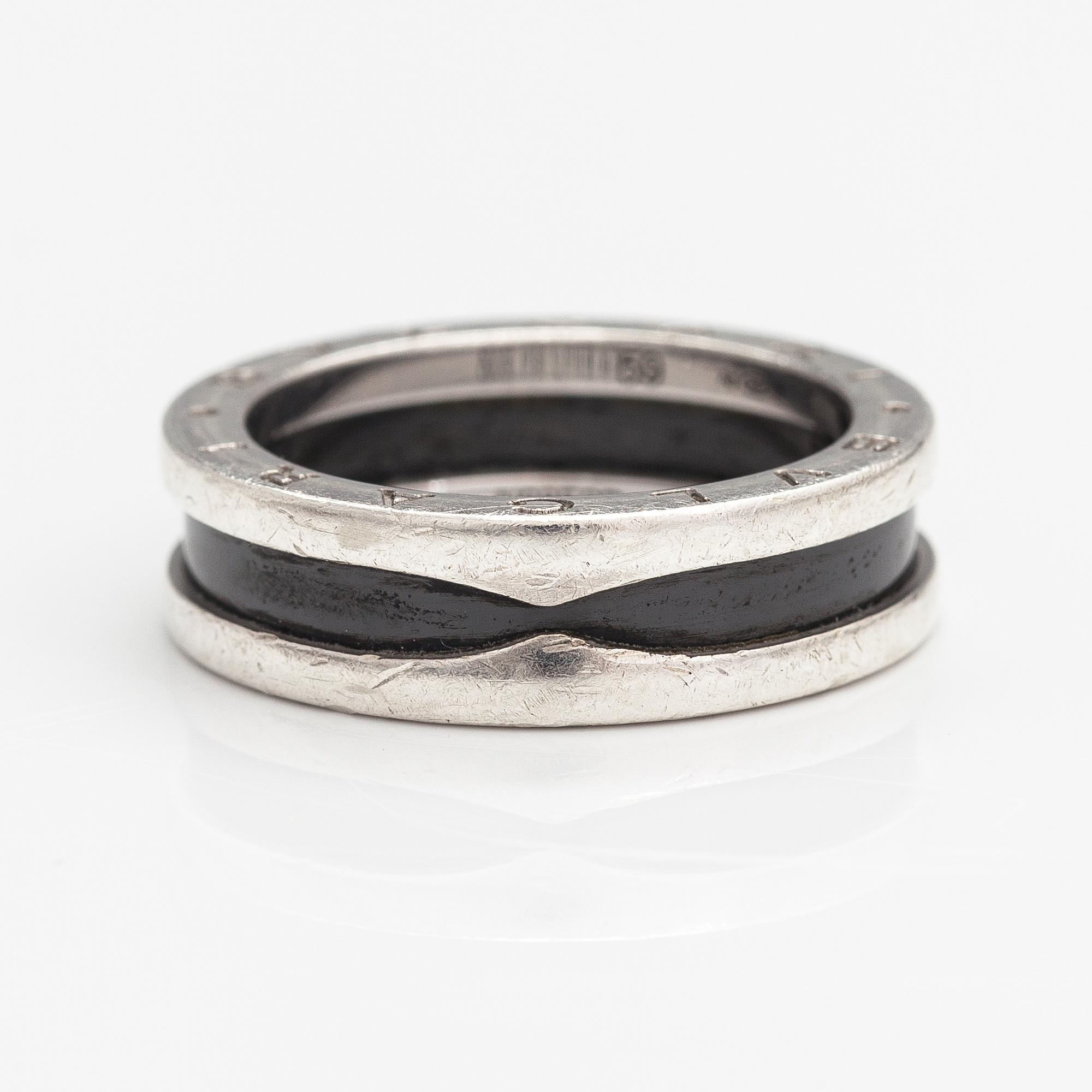Bulgari, Ring, "Save the Children", sterlingsilver, keramisk dekor. Italien. Märkt N98E9P, Made in Italy.