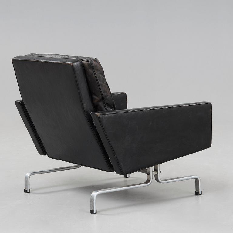 Poul Kjaerholm, a 'PK-31' black leather and steel armchair, E Kold Christensen, Denmark 1960's.