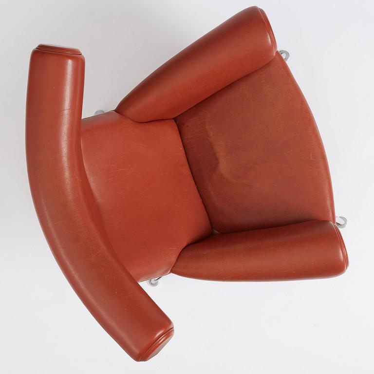 Hans J. Wegner, a brown leather  'Ox Chair', probably executed by AP-stolen, Denmark, 1960's-70's Provenance Sven Lundh.