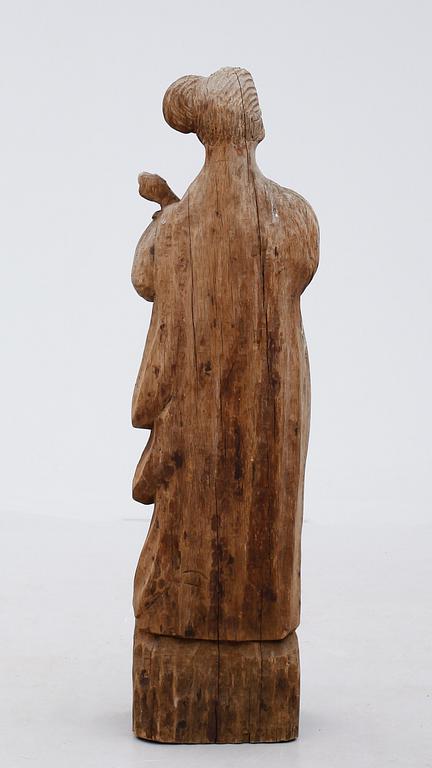 SKULPTUR, skuret trä, otydligt signerad, 1900-talets första hälft.