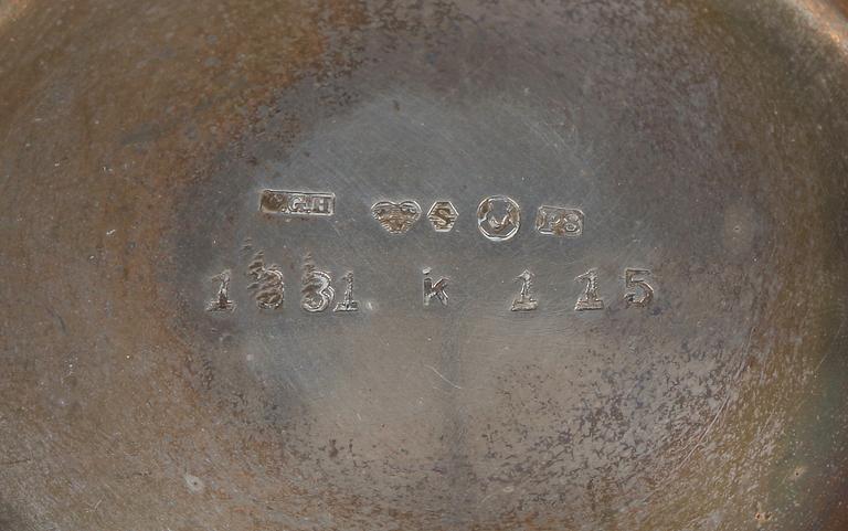 PARTI SILVER, 10 delar, bla Löngren & Co, Stockholm 1848.