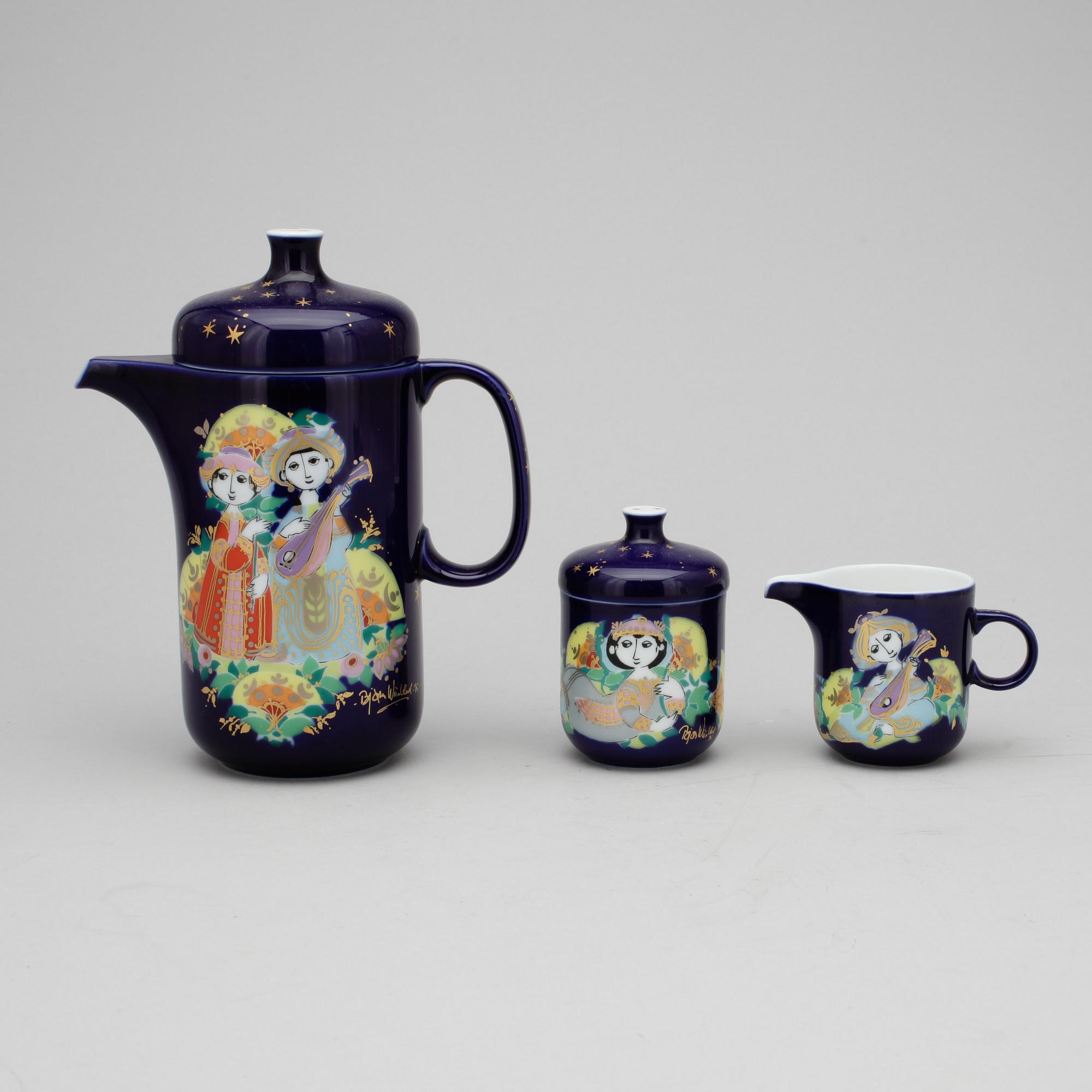 PARTI PORSLIN,  3 delar, porslin, Björn Wiinbladh, Studio-Line, Rosenthal, sign o dat-1973.