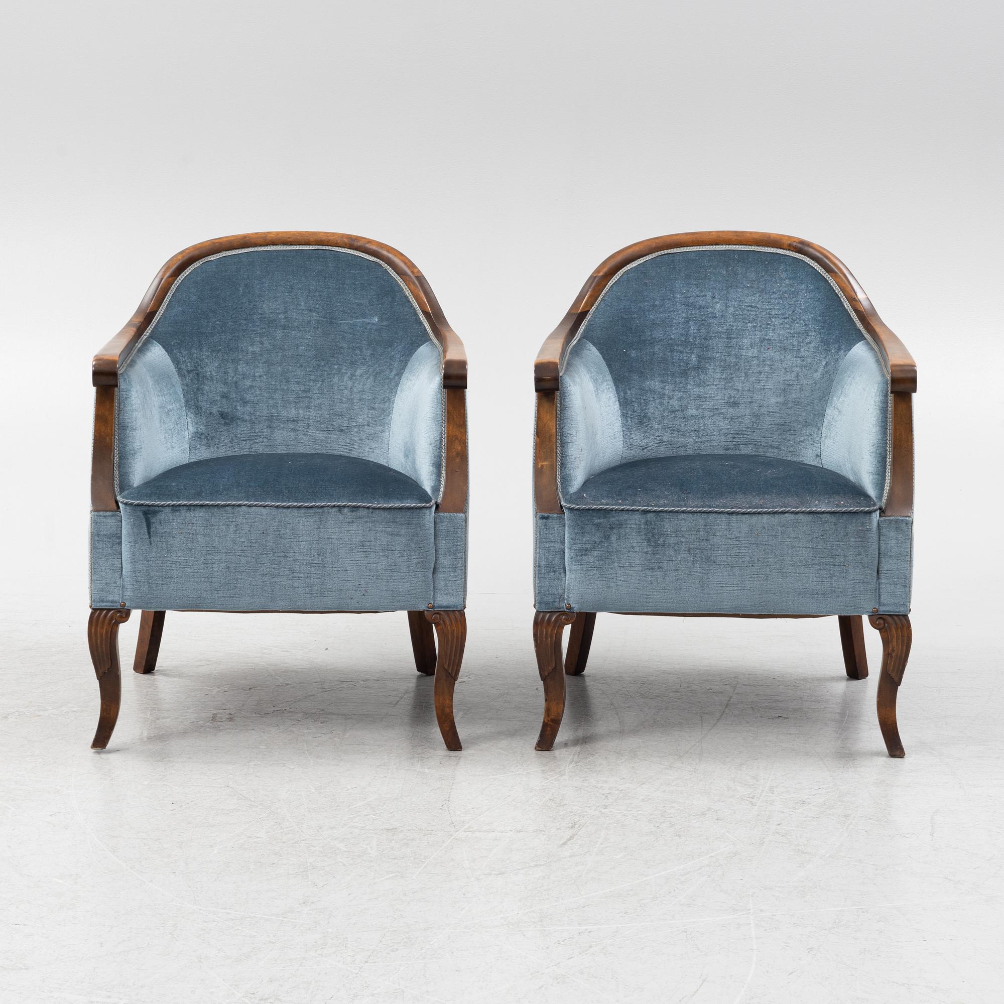 Fåtöljer, ett par, 1900-talets första hälft.