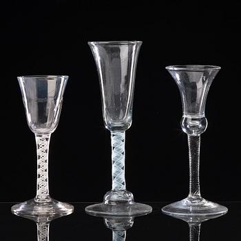 A group of six odd ale glasses, England, 18th Century.