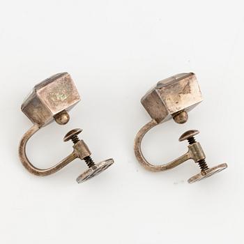 Wiwen Nilsson, a pair of earrings, silver with rock crystal, Lund 1955.