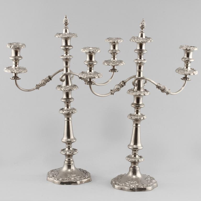 KANDELABRAR, ett par, nysilver, 1900-talets mitt/andra hälft.