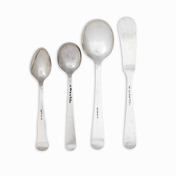 Wiwen Nilsson, and Axel Pettersson, 19 pieces of silver cutlery, 1940s.