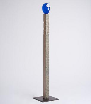 Bertil Vallien, a unique cast glass sculpture, head on stand, Kosta Boda, Sweden.