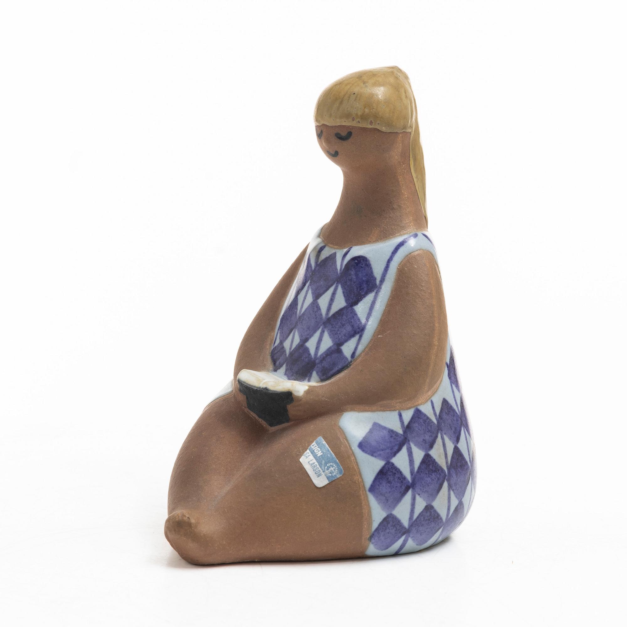Lisa Larson, an 'Amalia' stoneware figurine from the series 'ABC-flickorna', Gustavsberg, Sweden.
