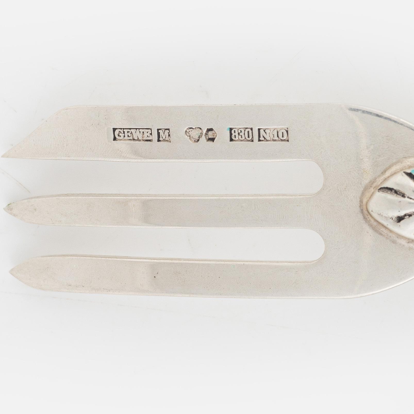 Bestickservis, 38 delar, silver, "Svenska floran", övervägande GEWE, Malmö, bl.a. 1981.