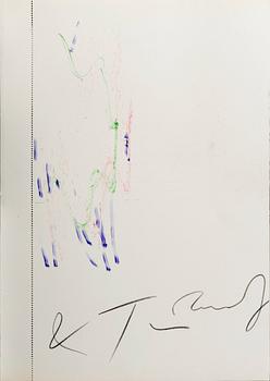 JEAN TINGUELY, one original drawing signed and dated no 6 1972 a tergo also included a vinyl-single record.