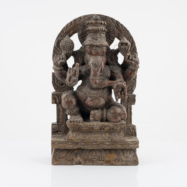 A wooden relief of Ganesha, presumably India, 20th century.