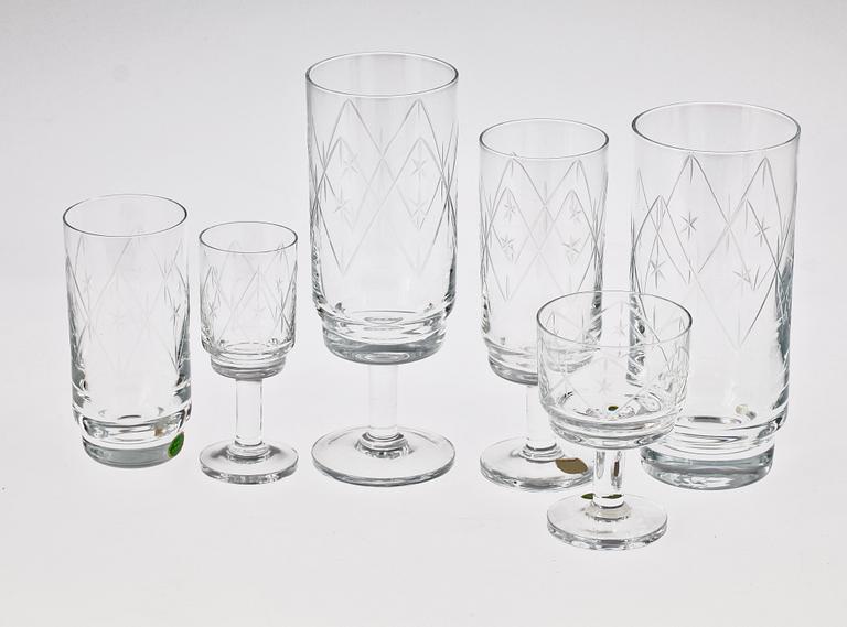 GLASSERVIS, kristall, Kosta, 1900-talets mitt.