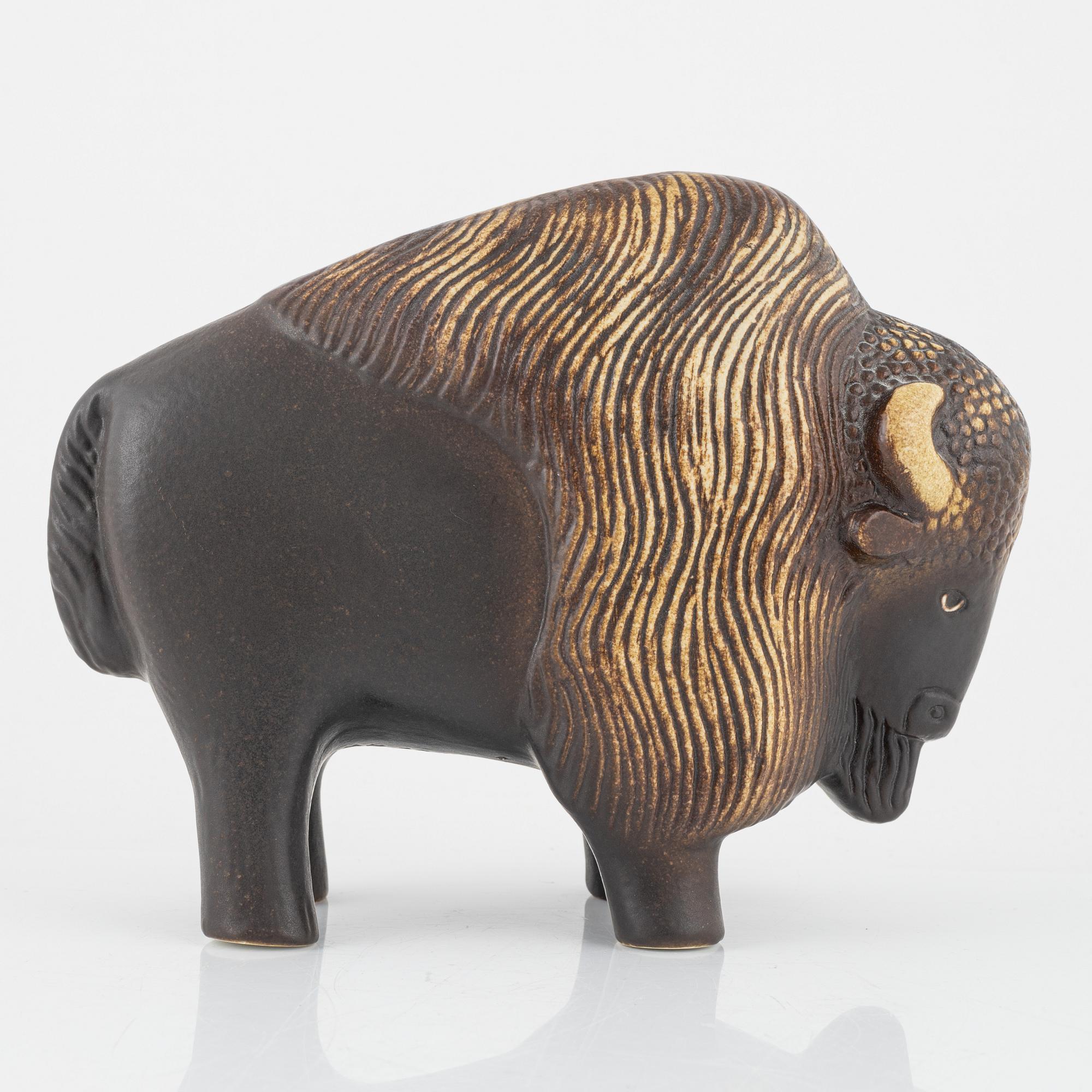 Lisa Larson, "Visent", figurin, stengods, Gustavsberg.