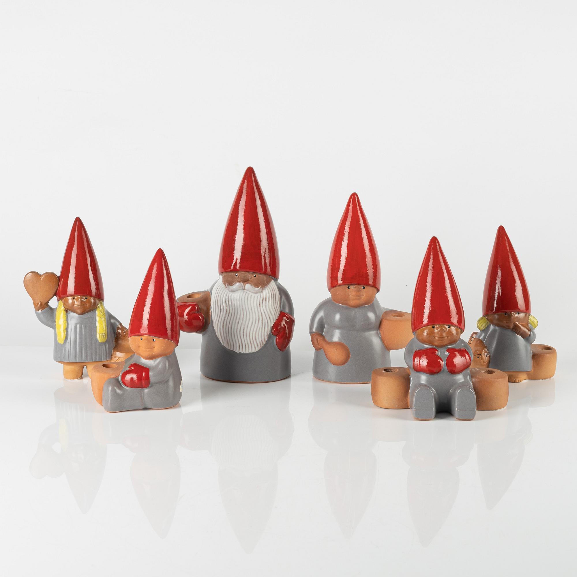 Lisa Larson, six earthenware figurines, Gustavsberg, Sweden.