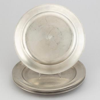 8 swedish pewter plates, Firma Svenskt Tenn. 1960s.