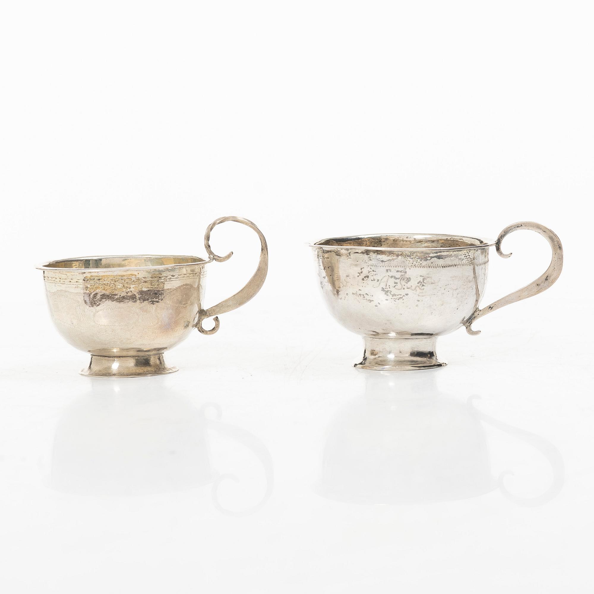 Supkoppar, 7 st, silver, 1700-1800-tal.