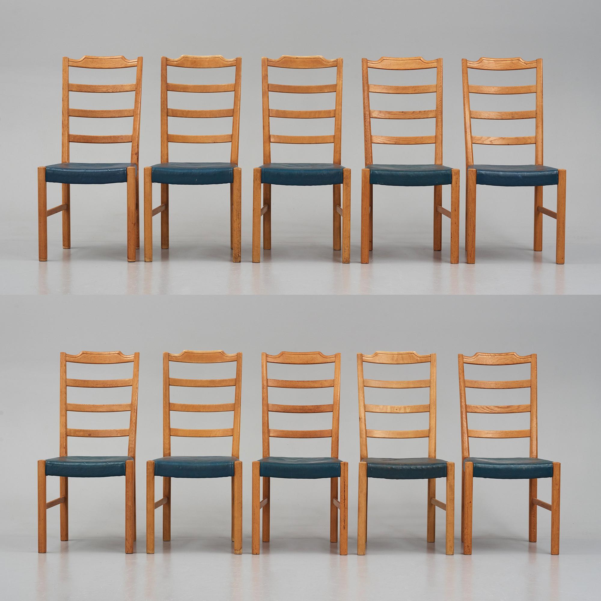Axel Larsson, a set of 6+4 'Thule' chairs, Svenska Möbelfabrikerna Bodafors for PUB, Sweden, 1937.