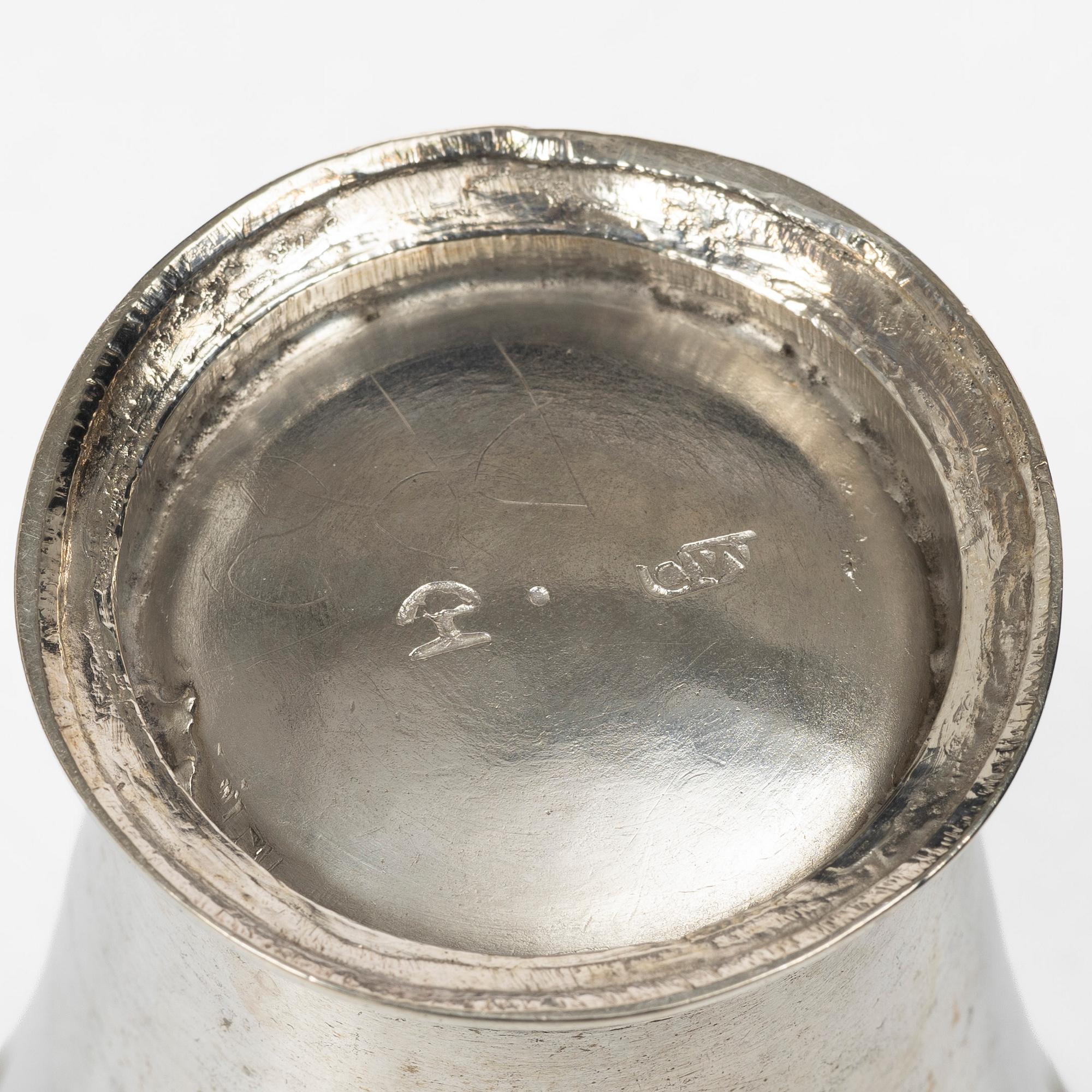 A Swedish silver beaker and cup, 18th century.