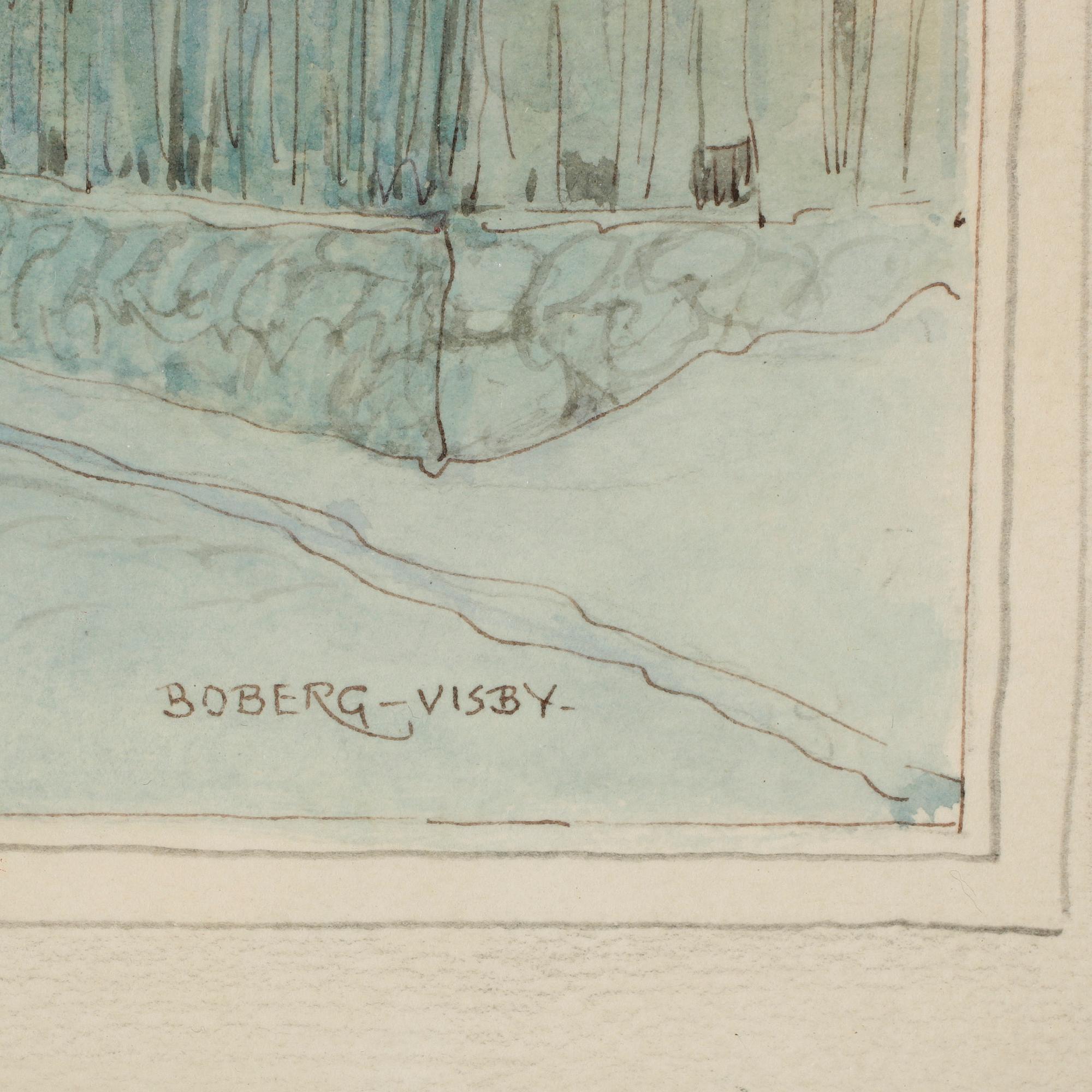 FERDINAND BOBERG, akvarell, signerad.