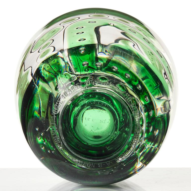 Edvin Öhrström, a "Flickan och duvan" (The Girl and the Dove) ariel glass vase, Orrefors 1944, no 281.