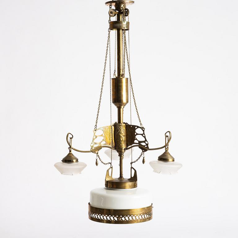 A Jugend brss ceiling lamp, ealry 20th century.