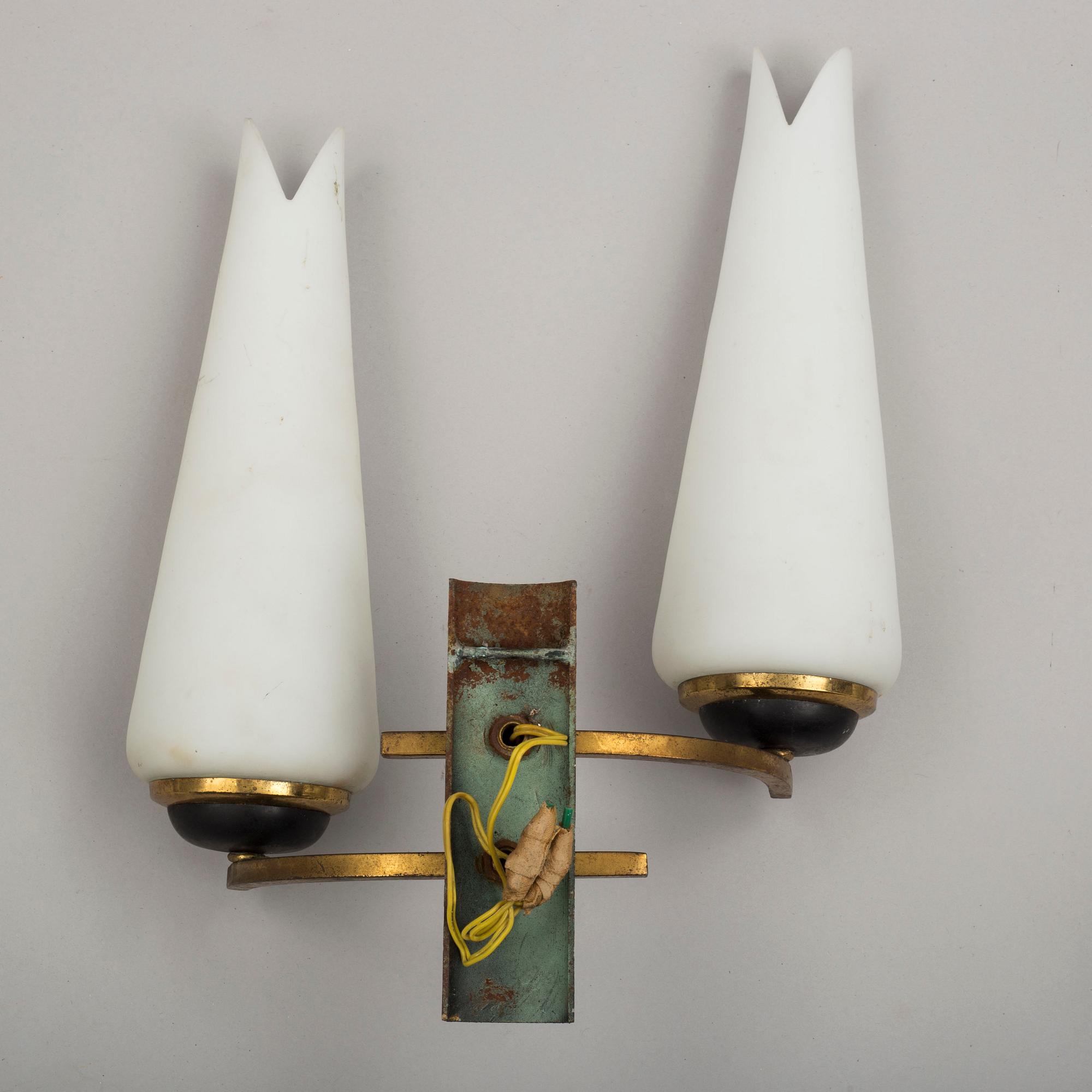 a set of four wall lamps, second half of the 20th century, possibly from Italy.