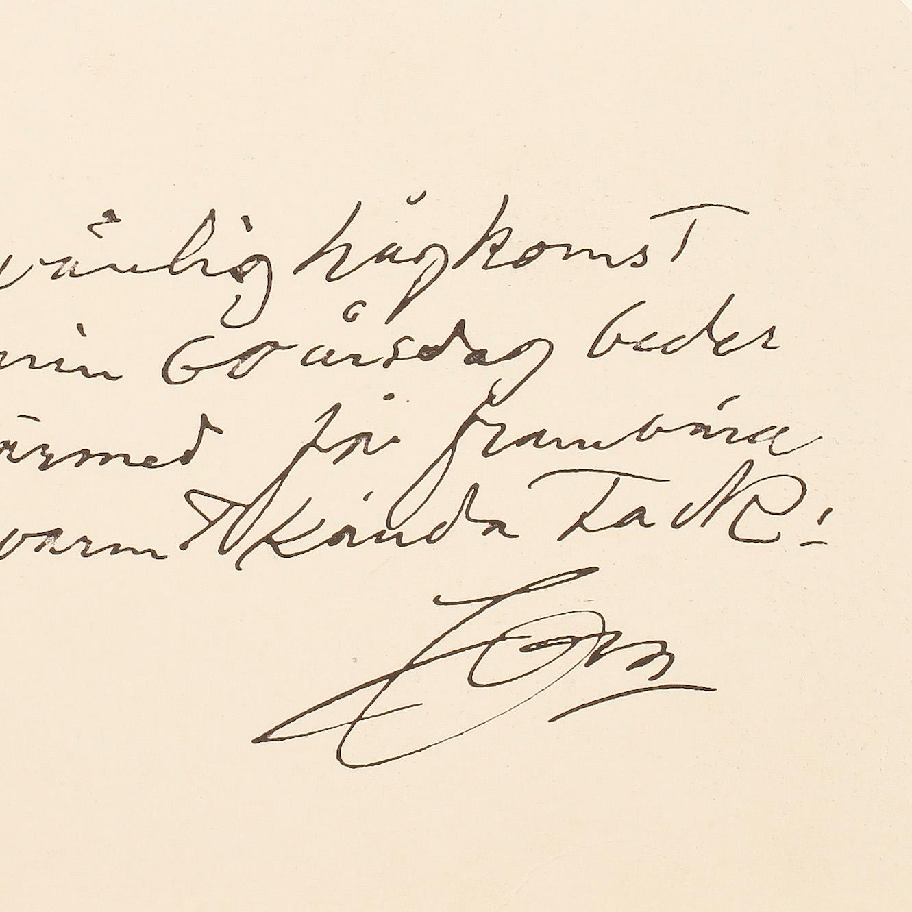ANDERS ZORN (1860-1920), egenhändigt brev med namnteckning.