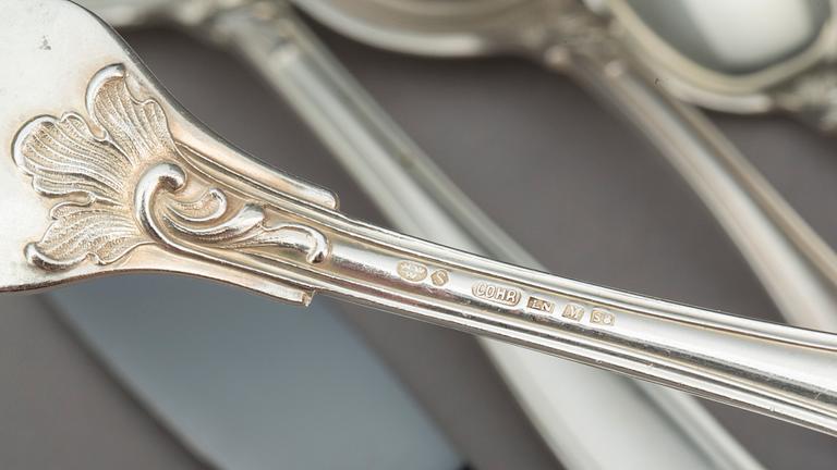 BESTICK, ca 88 delar "Sachsisk", Cohr, silver, 1950-tal, total vikt ca 3200 g.